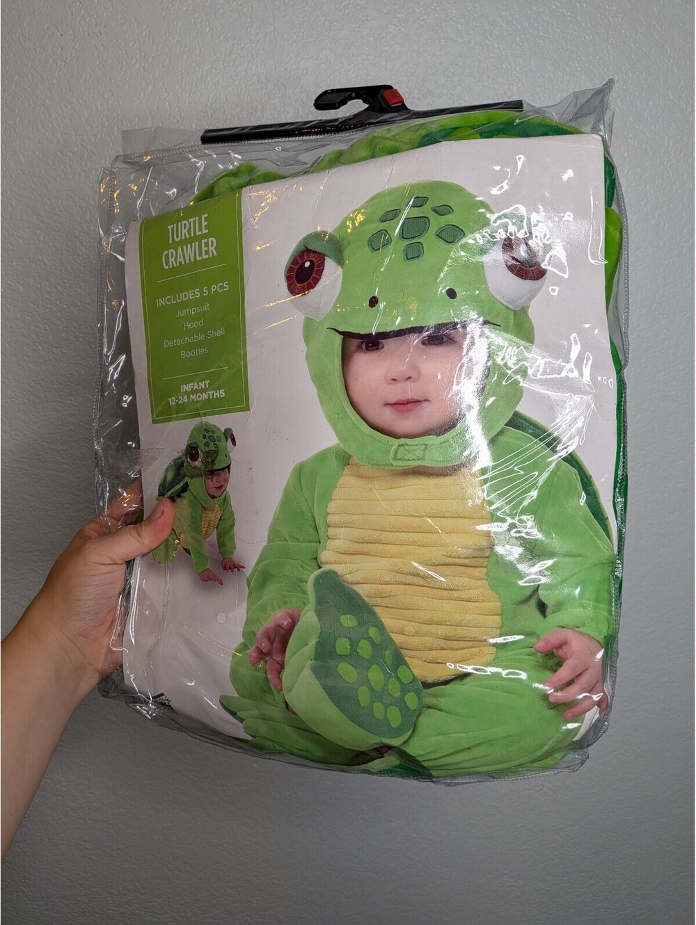 Turtle Crawler Infant Costume 12-24 mo with removable plush turtle shell